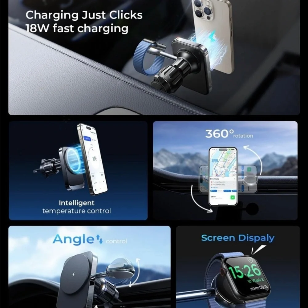 2 in 1 for 18W MagSafe Car Mount Charger